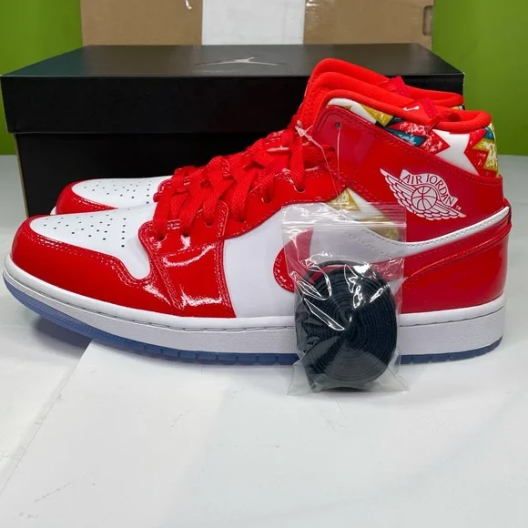 Air Jordan 1 Mid SE Mens Size 10 Basketball Sneakers Chili Red Shoes - Picture 4 of 12